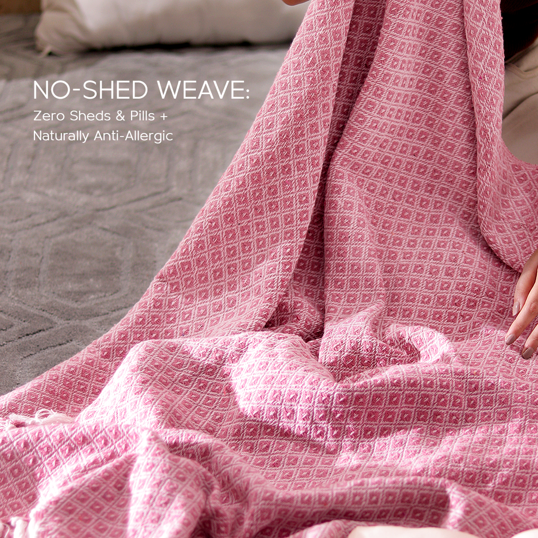 100% Organic Cotton Throw Blankets - Pink