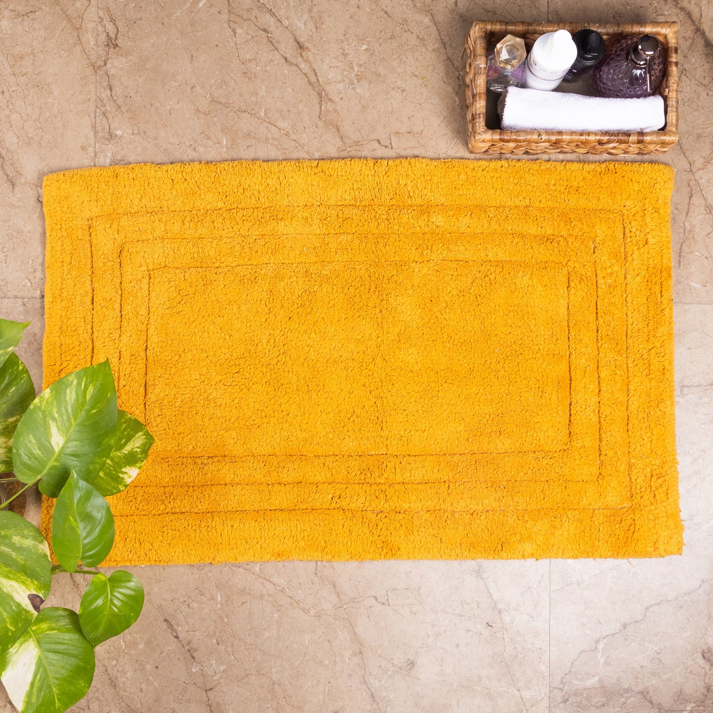 100% Organic Cotton Minimalist Bath Rug - Saffron