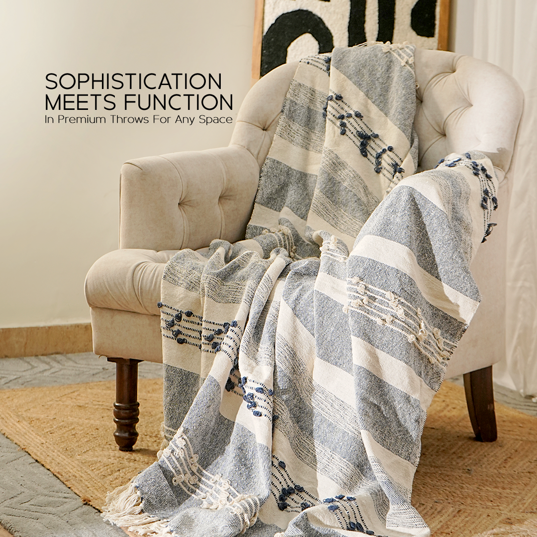 100% Organic Cotton Premium Throws - Indigo