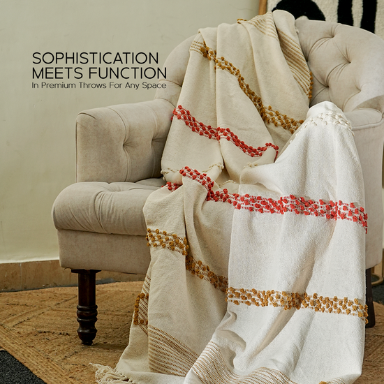 100% Organic Cotton Premium Throws - Sepia