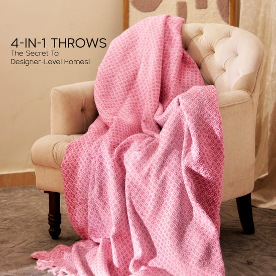 100% Organic Cotton Throw Blankets - Pink