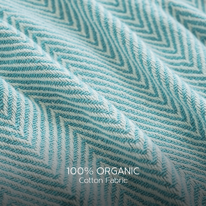 100% Organic Cotton Throw Blankets - Cyan