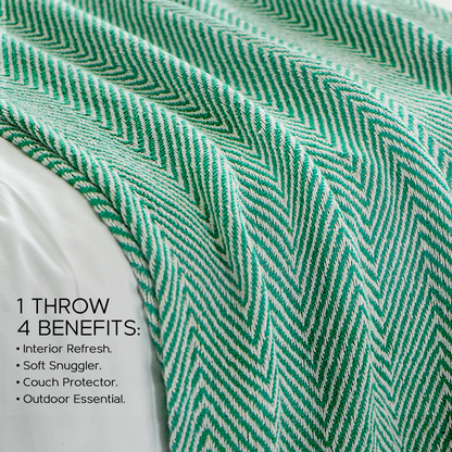 100% Organic Cotton Throw Blankets - Green