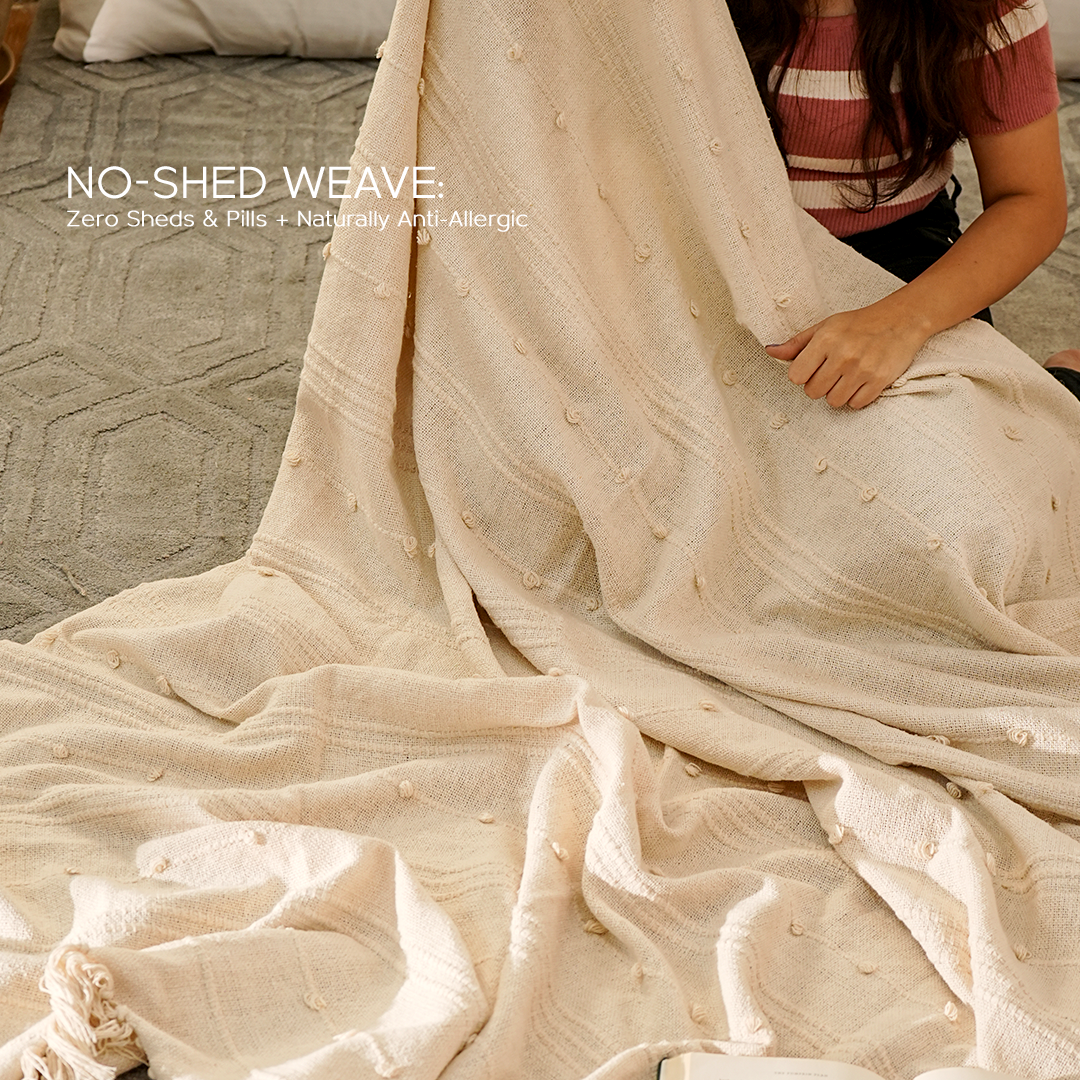 100% Organic Cotton Premium Throws - Cream