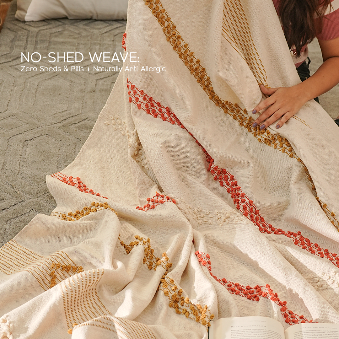 100% Organic Cotton Premium Throws - Sepia