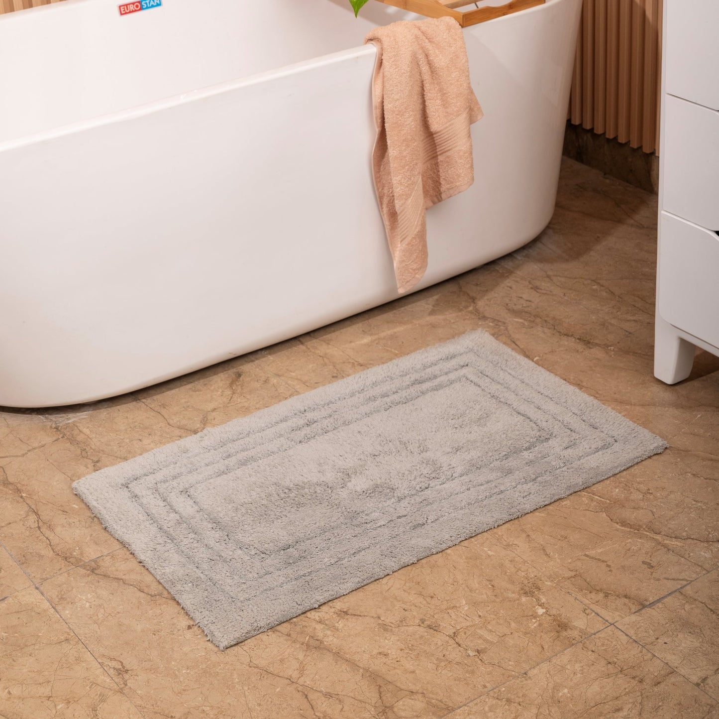 100% Organic Cotton Minimalist Bath Rug - Silver