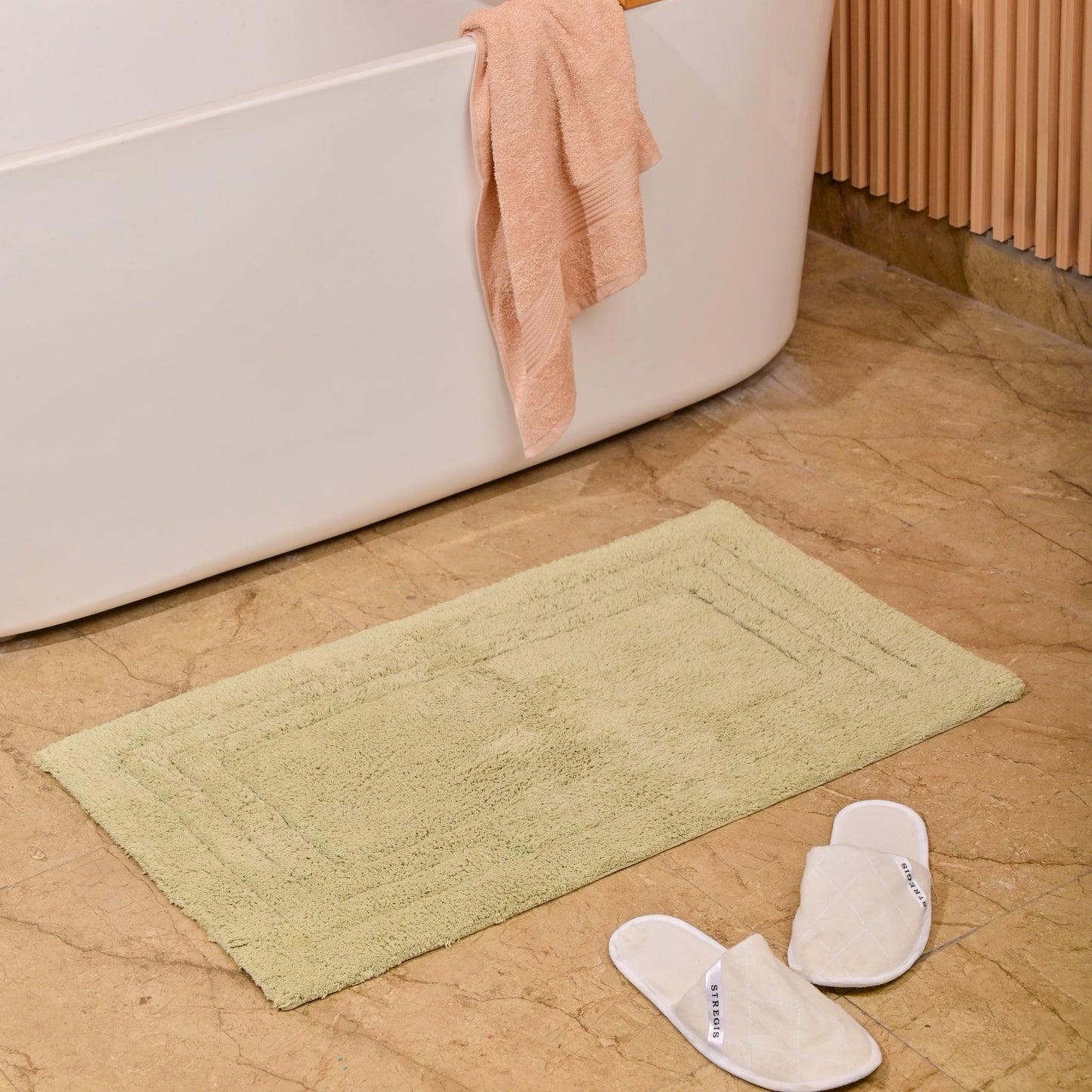 100% Organic Cotton Minimalist Bath Rug - Moss