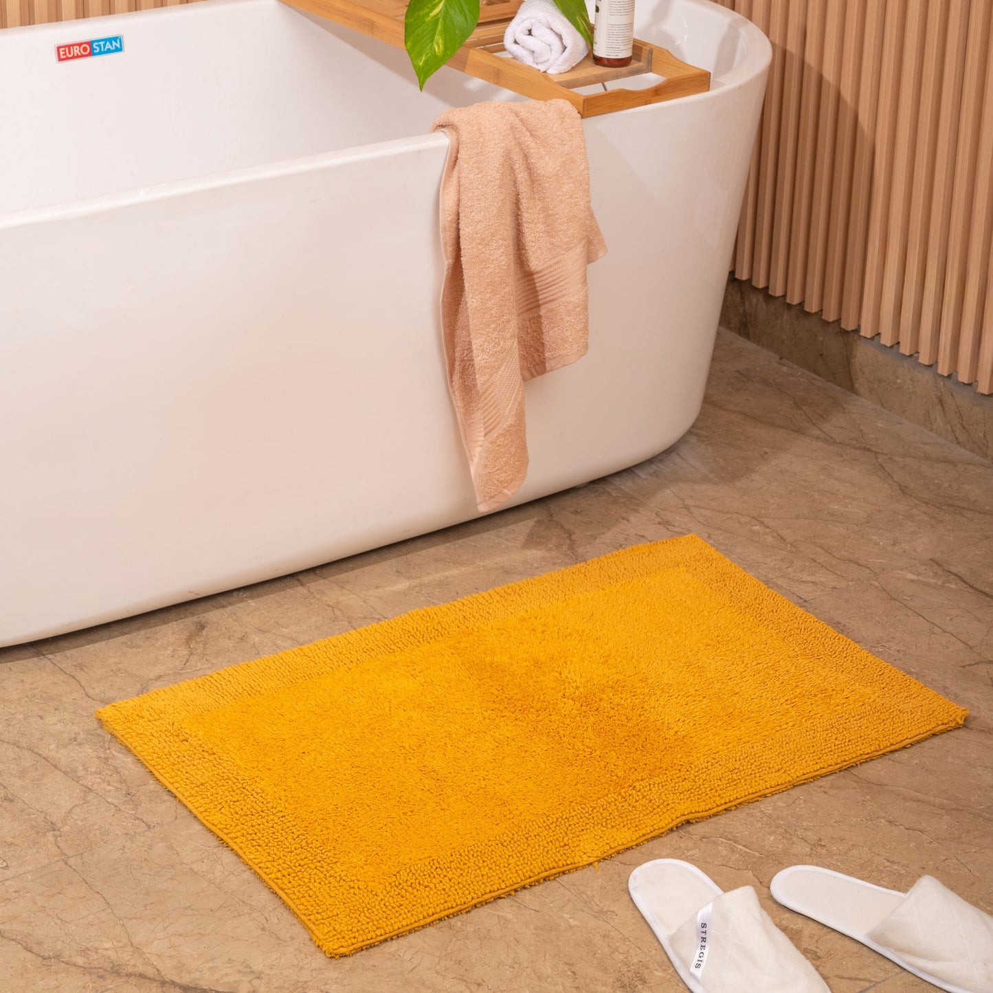 100% Organic Cotton Reversible Bath Rug - Saffron