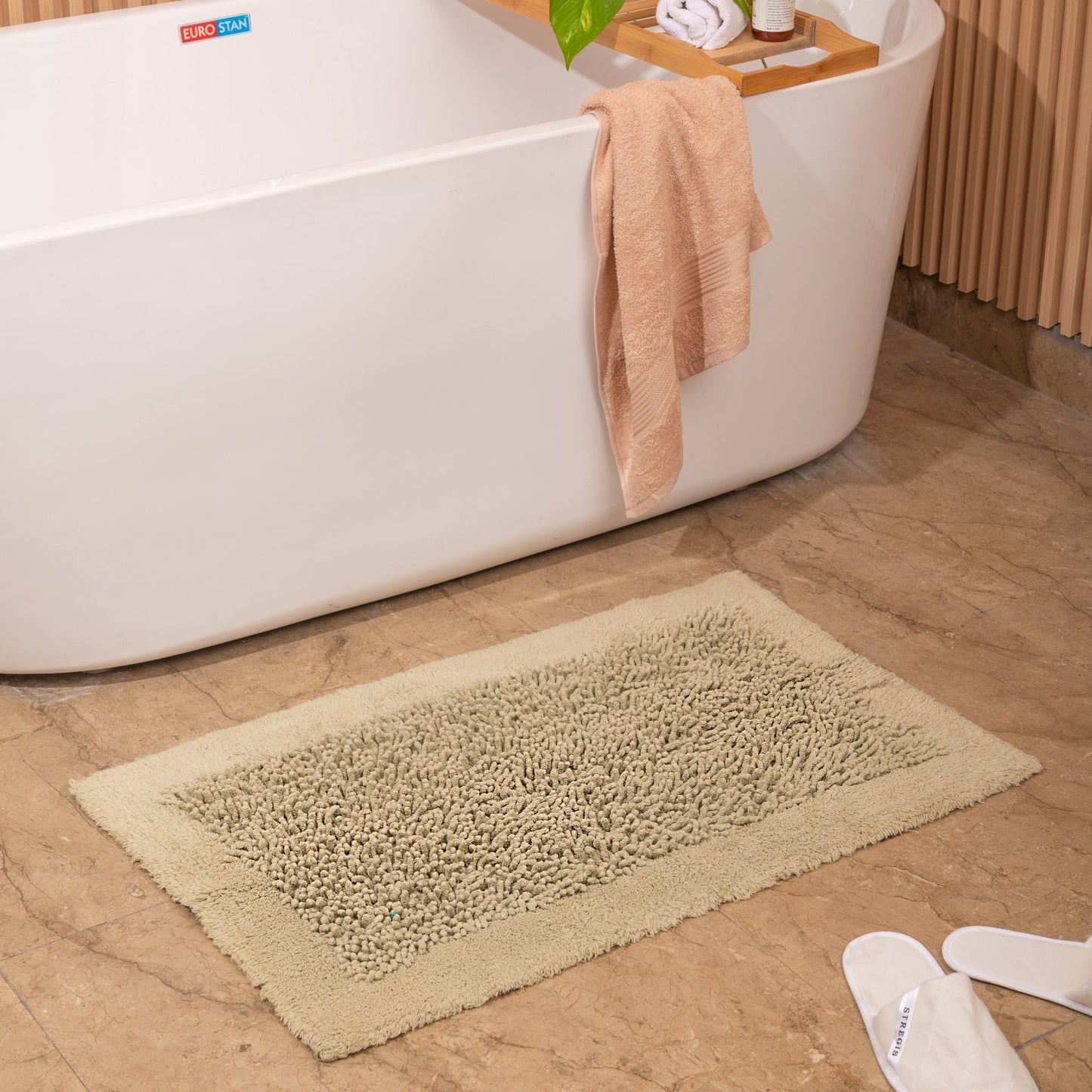 100% Organic Cotton Twisted Bath Rug - Moss