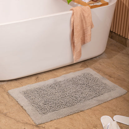 100% Organic Cotton Twisted Bath Rug - Silver