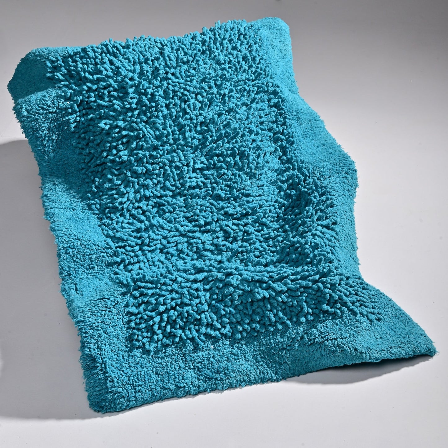 100% Organic Cotton Twisted Bath Rug - Cyan