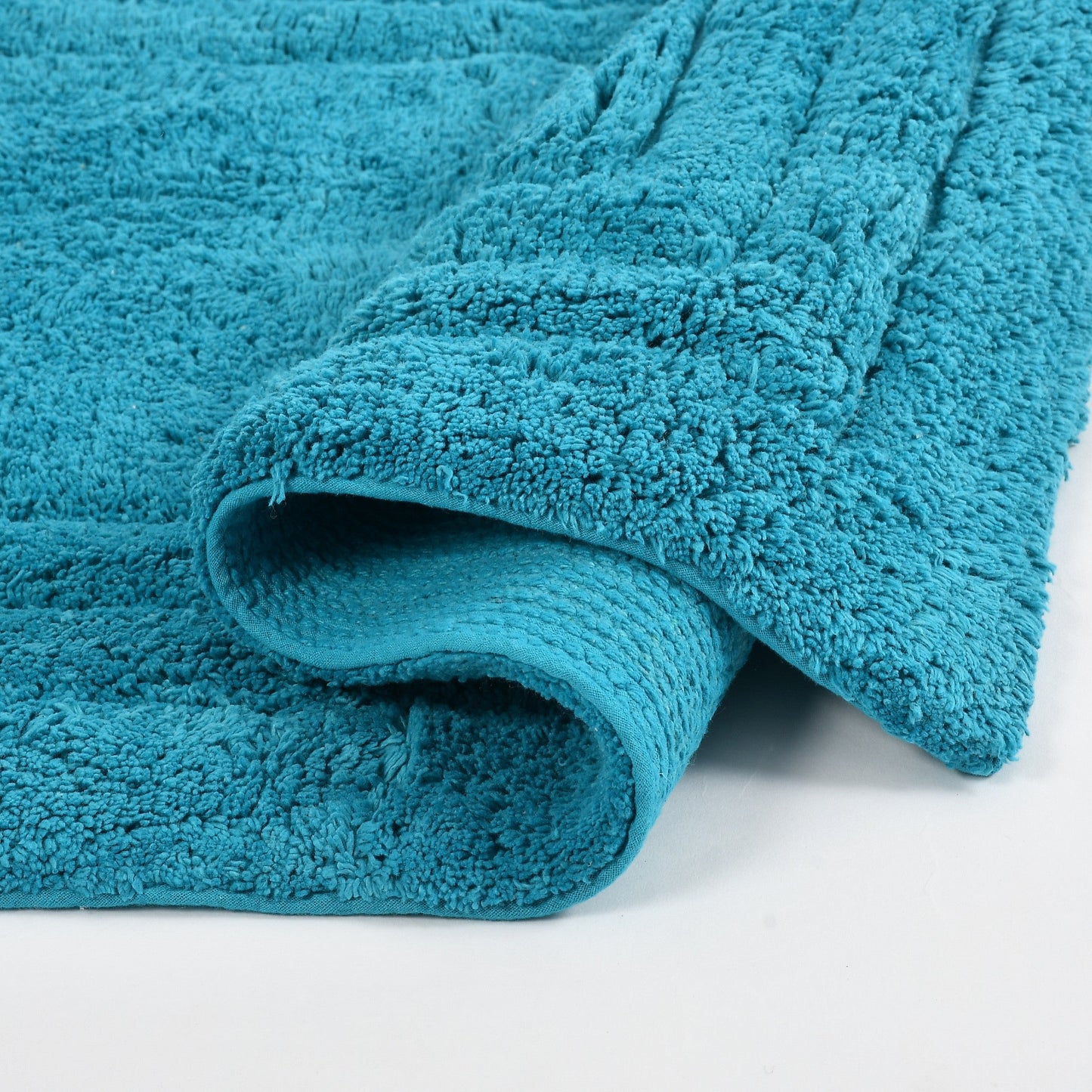 100% Organic Cotton Minimalist Bath Rug - Cyan