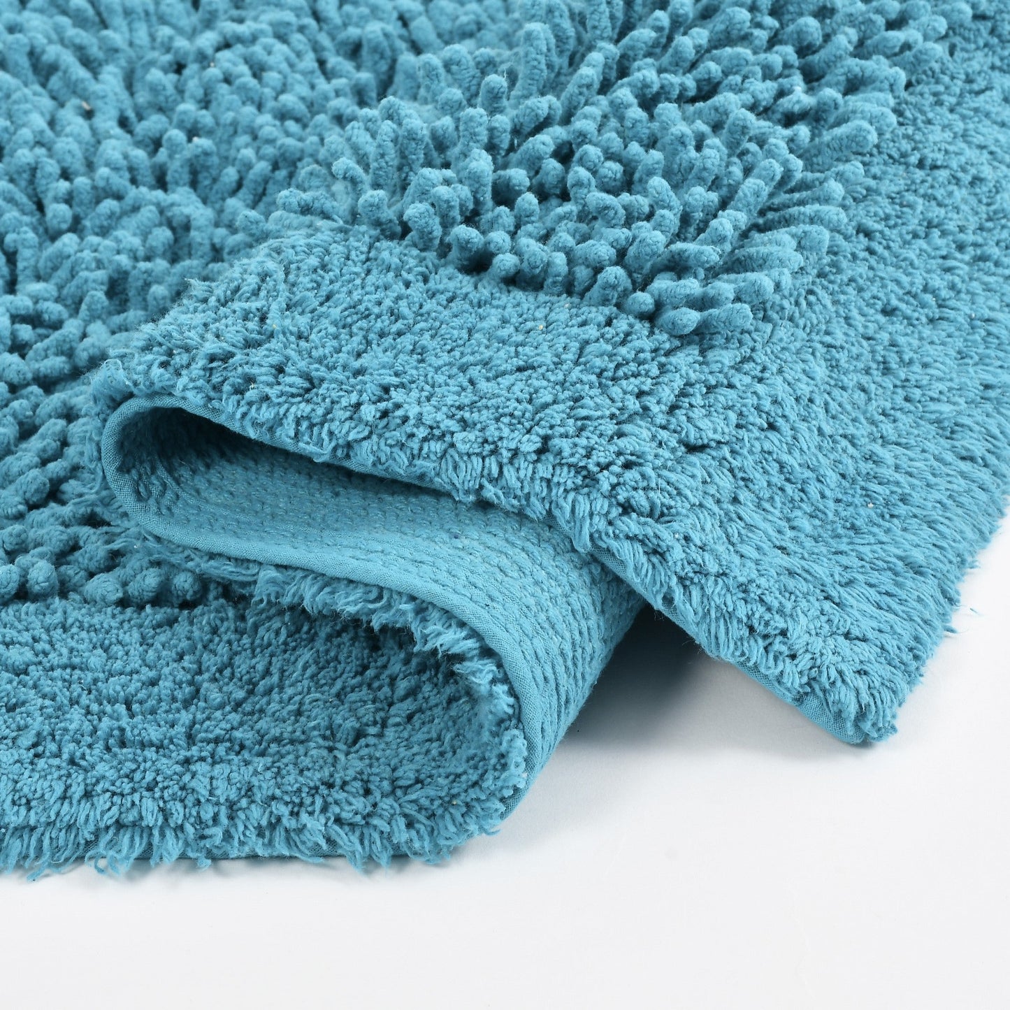 100% Organic Cotton Twisted Bath Rug - Cyan