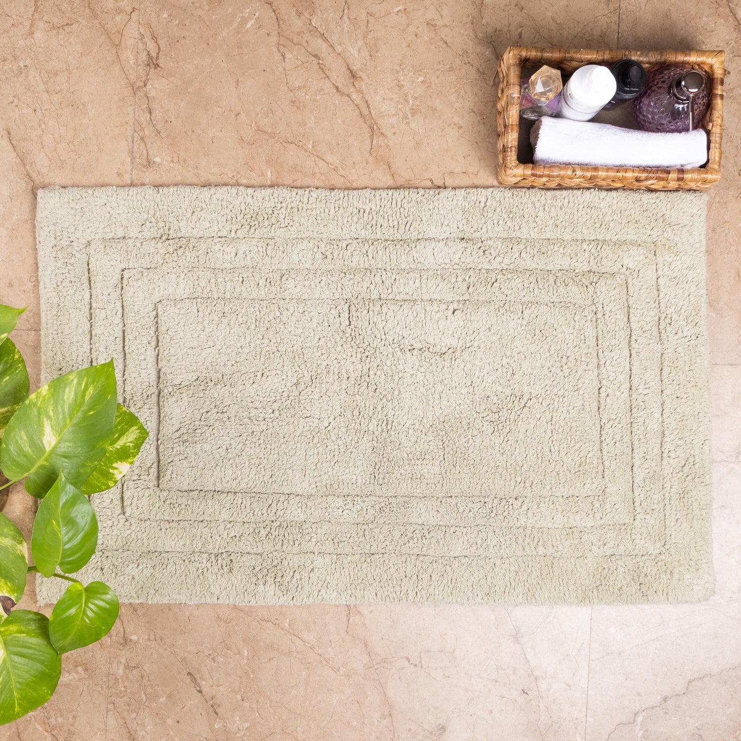 100% Organic Cotton Minimalist Bath Rug - Moss